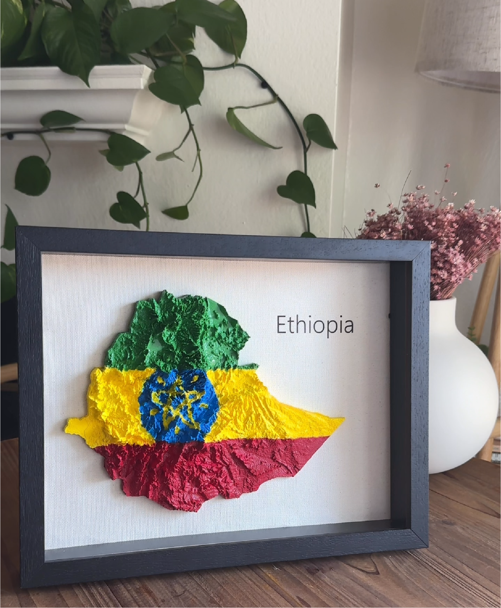 Ethiopia 3D Map Wall Art