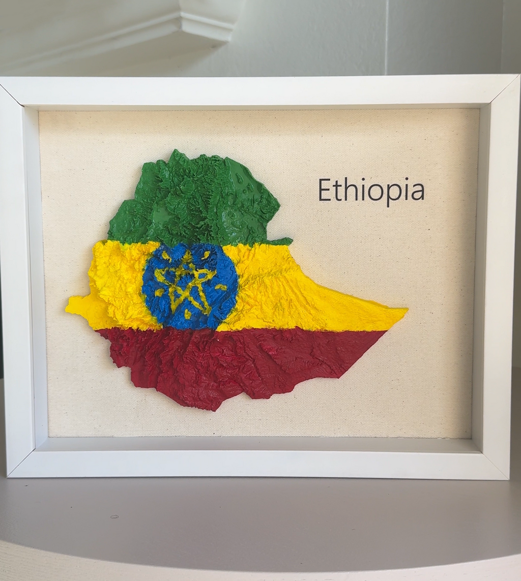 Ethiopia 3D Map Wall Art